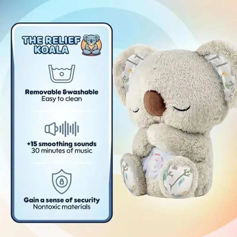 NEW Koala Plush Sleep Aid with Soft Glow Night Light Calming Music and Simulated Breathing Comforting Bedtime Comfort Toys